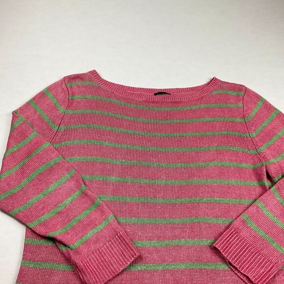 Talbots Linen Tunic Sweater Striped Long Sleeve Coastal Casual Pullover MEDIUM - Picture 3 of 10